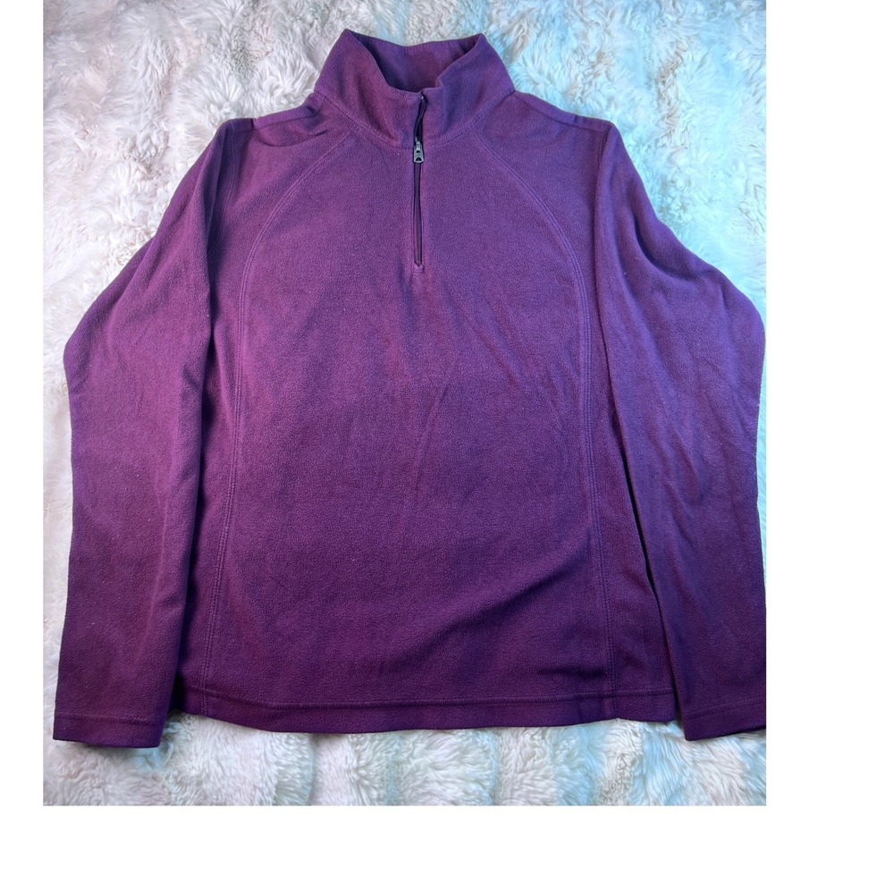 Columbia Womens Purple Fleece Quarter Zip Pullover Mock Neck Sweater Size L. A13